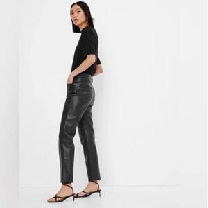 Gap Cheeky Straight Sky High Black Leather Like Pants